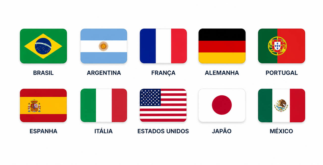 Bandeiras das seleções da Copa 2026